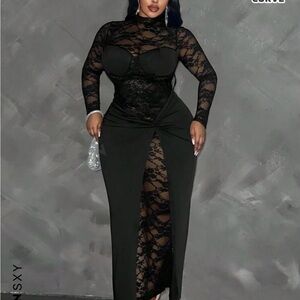 Black Lace Long Sleeve Dress